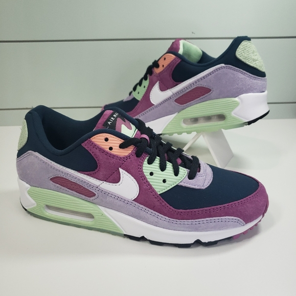 Nike Air Max 90 NRG Light Bordeaux Armory Navy Suede Running Sneakers Men's 9